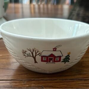 Pfaltzgraff Snow Village basketweave accent bowl
